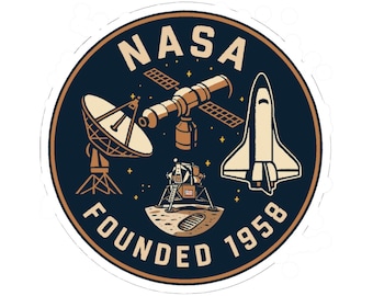 NASA Founded 1958 Space Mission Sticker | Kiss-Cut Sticker