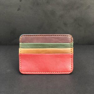 Carteira de couro com porta-cartões em 8 cores – Carteira fina e minimalista para homens e mulheres | Carteira de bolso colorida | Carteira de couro feita à mão sem RFID