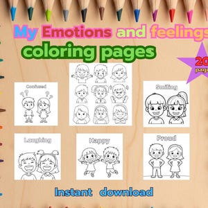 my Emotions and feelings coloring page, digital download kids Activity, preschool,printable kids