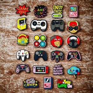 23pcs Game Console Shoe Charms for Clogs and Sandals, Gamer DIY Shoe Accessories Set, Cute Plug-In Decorations, Gift for Gamer or Kids