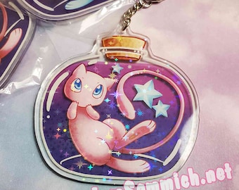 Poké Mew 3" Holo Acrylic Double-Sided Charm