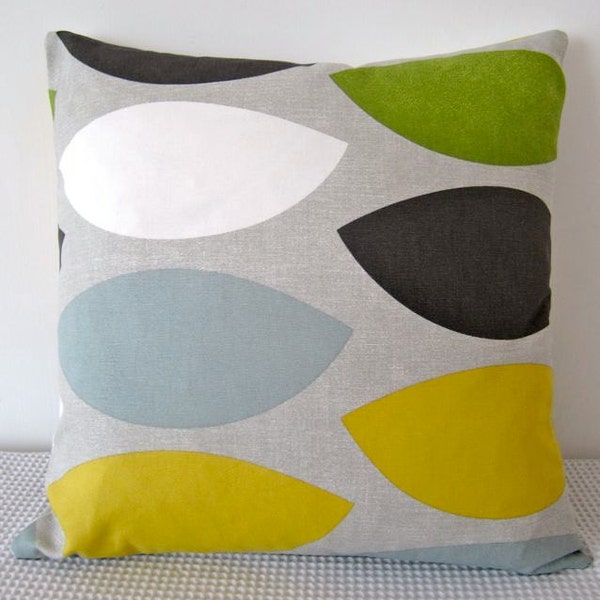 Geometric Retro Green Yellow, Duck-Egg Blue Cushion Covers, Throw Pillows
