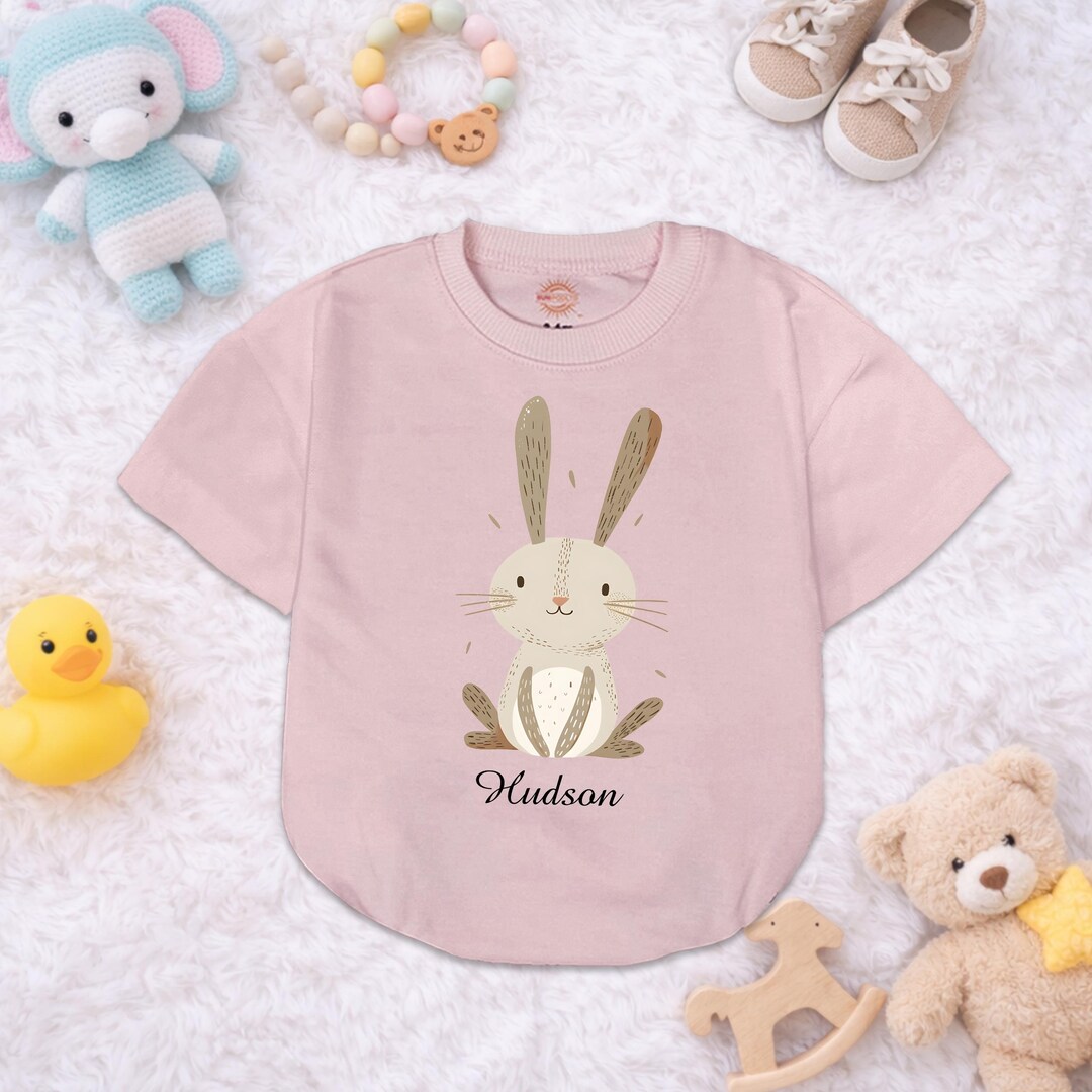 Personalized Bunny Baby Romper, Custom Name Baby Outfit, Cute Rabbit ...