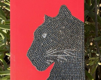 Black Panther Rhinestone Canvas, DIY Rhinestone Canvas, Handmade Custom Rhinstone Canvas, Bedazzled Wall Art