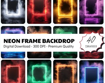 Neon Frame Sporty Backdrop, Backgrounds for Sports and Portraits and banners, Photoshop, School Sports, School Sports Backdrop
