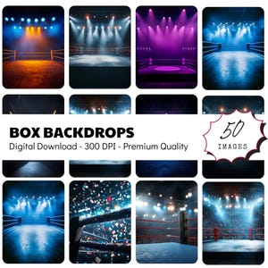 Boxing stadium-themed images for sports photo backgrounds, featuring digital backdrops | Sports Backgrounds