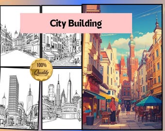 City Buildings Coloring Book | 20 Wondrous Architecture Pages (PDF)