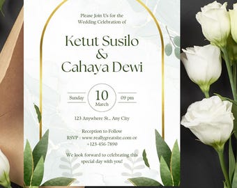 Elegant Minimalist Wedding Invitation Template | Editable Wedding Invite (Digital Download)