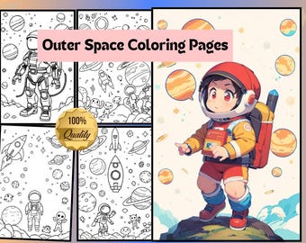 Space Adventure Coloring Pages | 20 Planets, Rockets, Astronauts (Digital Download)