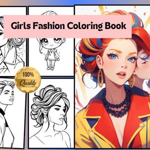 20 Girls Fashion Coloring Book | Printable Woman Coloring Pages | Beautiful Girls Coloring Pages | Digital Download | Adult Coloring Book