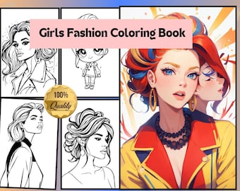 Fashion Girls Coloring Book | 20 Printable Portrait Pages (Digital Download)