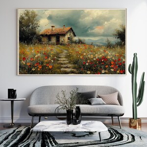 Wildflowers Garden Oil Painting | Wildflowers Canvas Print | Botanical Art | Floral Landscape | Wildflowers Texture Art | Instant Download