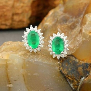 10/14/18K Yellow Gold Gemstone Stud - Natural Richi Emerald stud -Octagon solitaire Stud - Solitaire Stud - Birthstone stud-Anniversary Gift