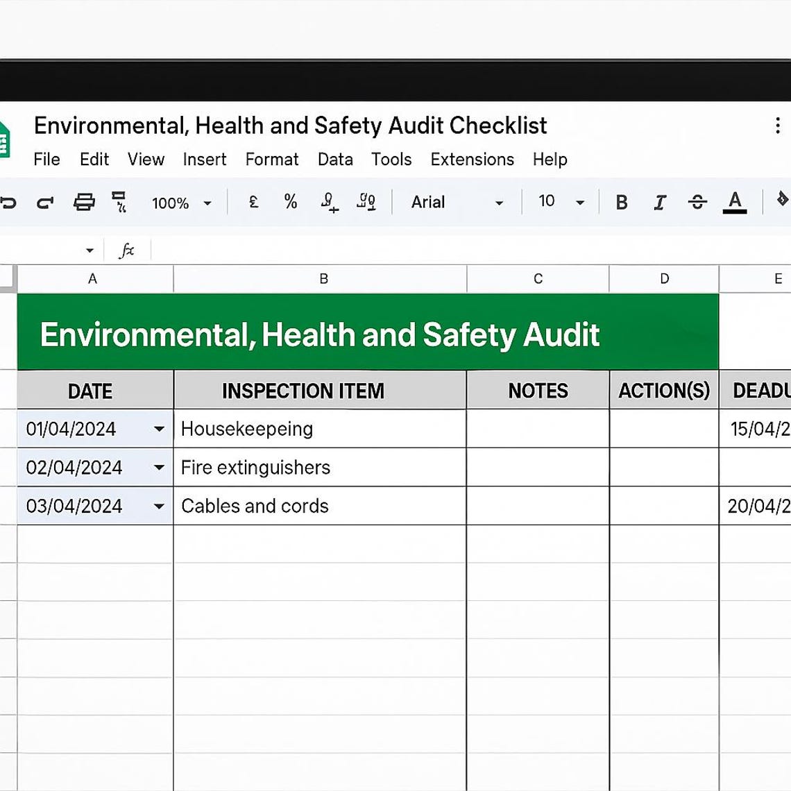 Safety Audit Checklist Template Printable Health And Safety 