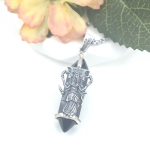 Hecate Triple Moon Necklace: Sterling Silver Black Crystal Wiccan Jewelry