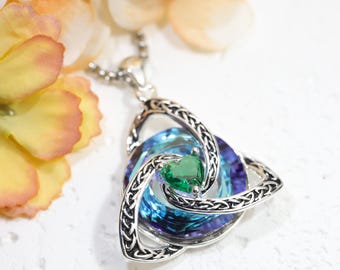 Celtic Knot Birthstone Necklace, Trinity Knot Pendant, Celtic Jewelry, Personalized Birth Month Gift, Spiritual Protection Necklace for Her
