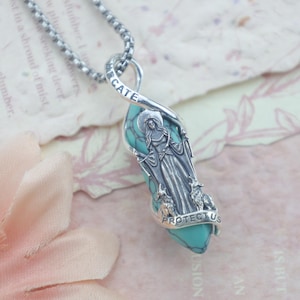 Hecate Necklace – 925 Sterling Silver Turquoise Triple Goddess Pendant