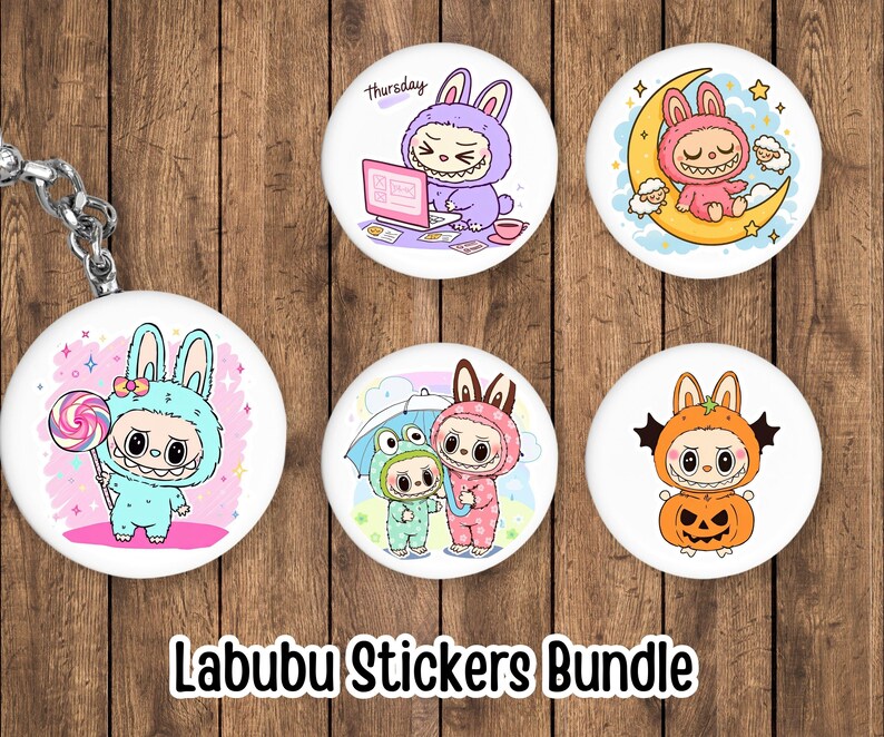 Labubu Stickers Bundle, 40+ Labubu Stickers, Kawaii Bunny Halloween ...