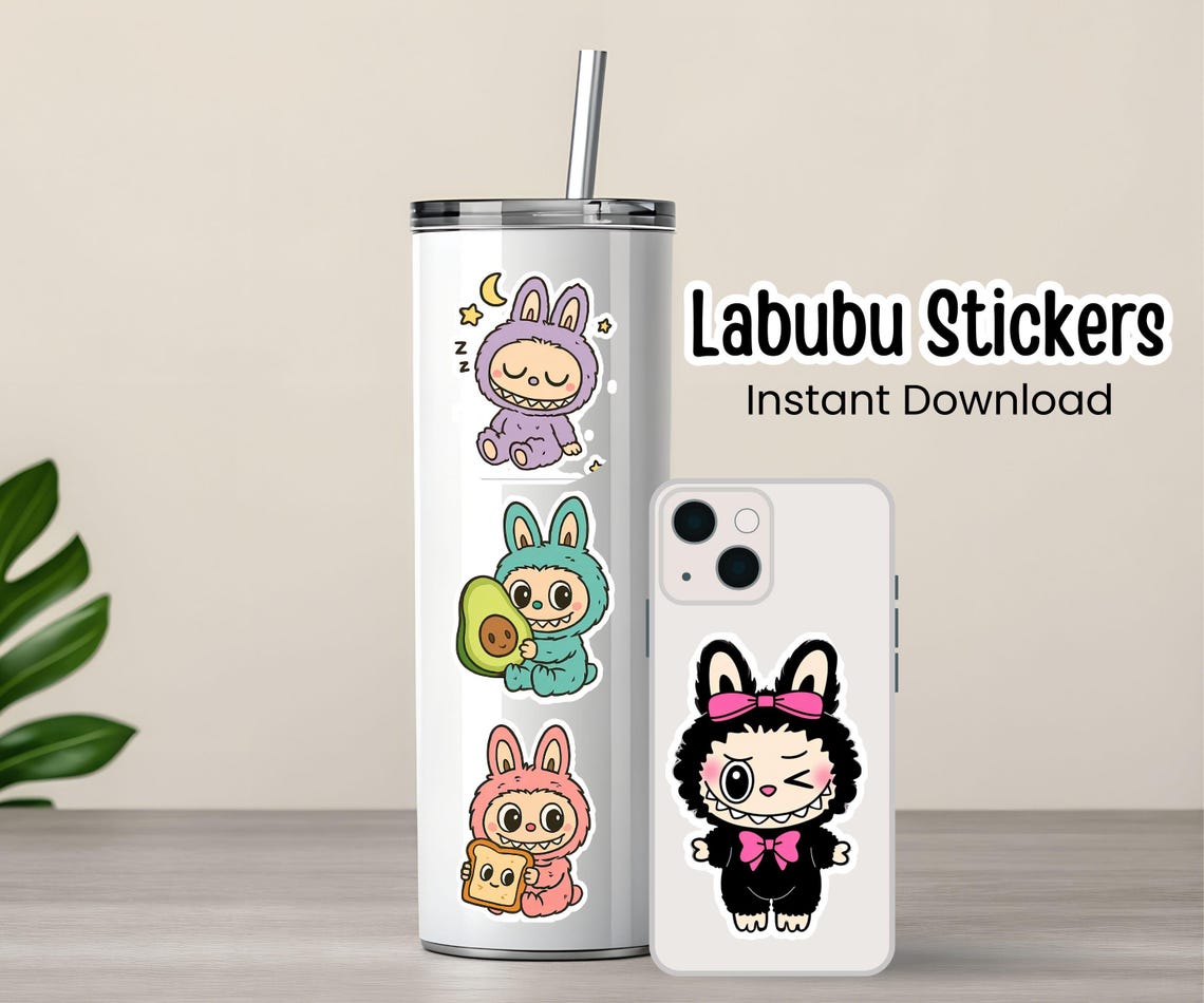 Labubu Stickers Bundle, 40+ Labubu Stickers, Kawaii Bunny Halloween ...