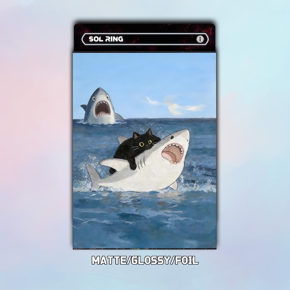 shark card sleeves Absurd Whimsical Art - Black Cat & Shark Tcg/mtg Card Sleeves,mtg  Accessories,gift for Game Enthusiasts,top Quality Magic Sleeves