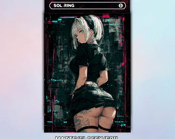 Fundas para cartas MTG, funda de Waifu Punk Bad Girl, accesorios MTG, protección para cartas valiosas, regalo para entusiastas de los juegos, funda mágica de alta calidad