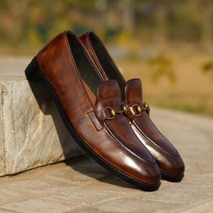 Men's Custom Handcrafted Brown Premium Leather Lofers
