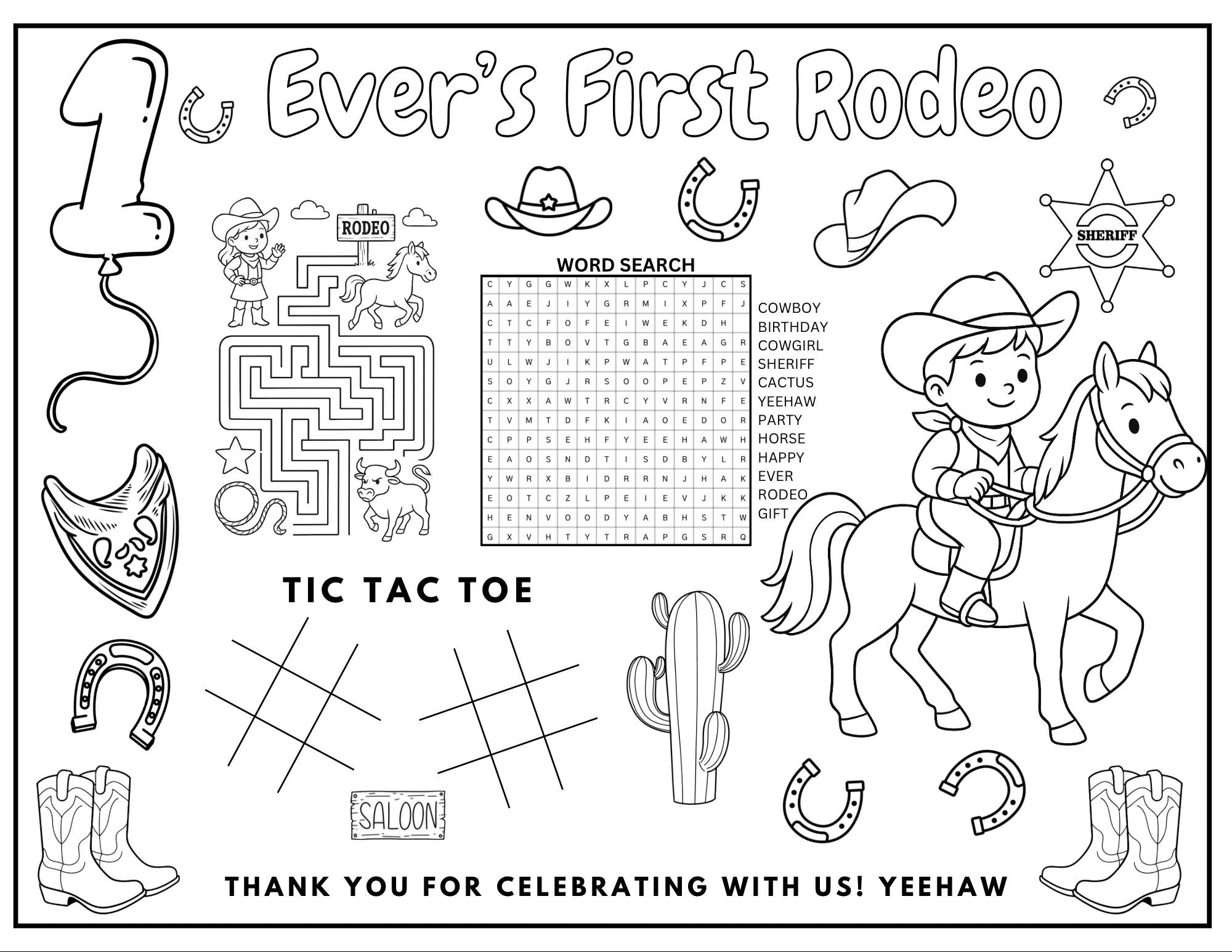 Sticker Chart For Kids Rodeo Personalized Boy Rodeo Birthday Coloring Page: Rodeo Party Activity ...