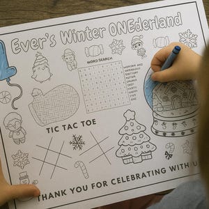 Personalized Winter Birthday Coloring Page: Winter ONEderland Party Activity (Digital Download)
