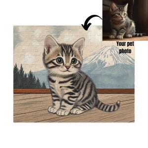 Puzzle, Personalized Japanese Ukiyo-e Gift for Dog and Cat Lover, 110, 252, 520,-Piece, Custom Pet Jigsaw Game, Animal Puzzle Toy,