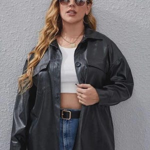 Handmade Genuine Women&#39;s Black Leather Shirt | Elegant Office Wear | Leather Blouse for Women | Chic Leather Top | Leather Shirt for Her