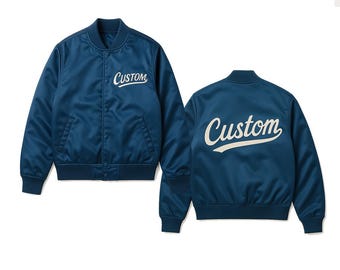 CUSTOM SATIN JACKET, Satin Bomber Jacket, Custom Varsity Jacket, Custom Letterman Jacket, Windbreaker, Raglan Satin Jacket, Custom Jacket