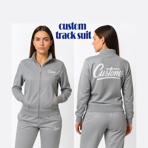 Personalized Handcrafted Premium PU Leather Tracksuit - Elevate Your Style Grey with White Stripe Jogging style for women's Gift for Her