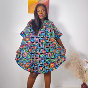 African Kaftan, Bubu, Nigerian, Holiday Dress, Multicolored, Ankara Print, Rich Aunty vibes, Boubou, Cotton, Ladies and Women Dresses.