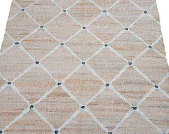 Abstract Geometric Flat Weave Natural Jute Area Rug, Eco friendly Boho Sustainable & Durable Home Decor 5x8, 6x9, 8x10, 9x12