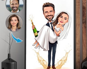 Benutzerdefinierte Hochzeitskarikatur vom Foto, personalisierte Braut und Bräutigam Cartoon, digitales Geschenk