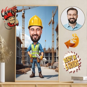 Personlig karikatyr av civilingenjör: Anpassad porträttteckning (digital nedladdning A4)