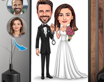 Benutzerdefinierte Hochzeitskarikatur vom Foto, personalisierte Braut und Bräutigam Cartoon, digitales Geschenk