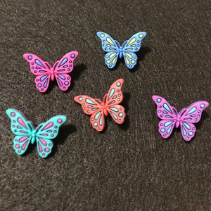 Vuelo de Fancy Plastic Novelty Buttons / Bright Butterflies / DIY Kids Sewing Supplies / Party Supplies / Dress it up / Doll Making / Cupcake Toppers