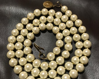 Pearl Necklace Choker Vintage Faux Pearls Simulated Glass Pearls Beads 12" Bridal Wedding Shower/Ivory Shell Pearl Necklace/Gift for Her