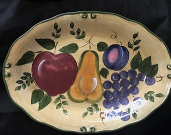 Vintage Divided Snack tray and  Vegetable Platter Party Set/Oval Fruit Platter and Divided Pottery Tray /Home Trends Dinnerware /Replacement
