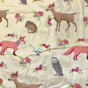Spot Sweet Forest Creature Super Snuggle Flannel Fabric/Flannel Sewing prints Craft Supplies/Home Decor/Quilting/Seasonal Fabric/Doll making