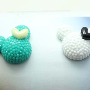 Disney White /Turquoise Resin Minnie Mouse Flat Back Cabochon Beads/Party Supplies/Kids gift/Sewing /DIY Hair Bows/Doll making/Card Making