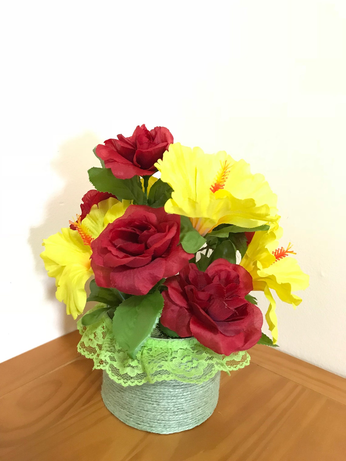 Red Roses Silk Floral Arrangement/floral Etsy