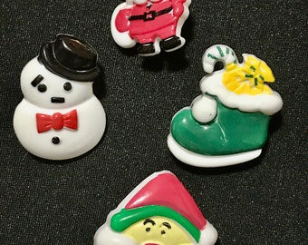 Big Christmas mixed plastic Buttons/snowman Santa Boot/Holiday Buttons/Party Supplies/Doll making/Christmas Decor/Cupcake Toppers