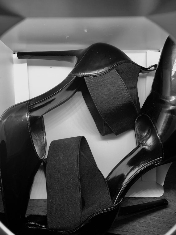 Black Vintage Slim High Heels Pointed Toe Ankle C… - image 2