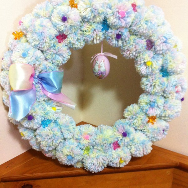 Baby Shower Wreath Door /Happy Easter Wreath/Front Door Wreath/Easter Spring Wreath Front Door Wall Hanging Holiday Decoration Accent