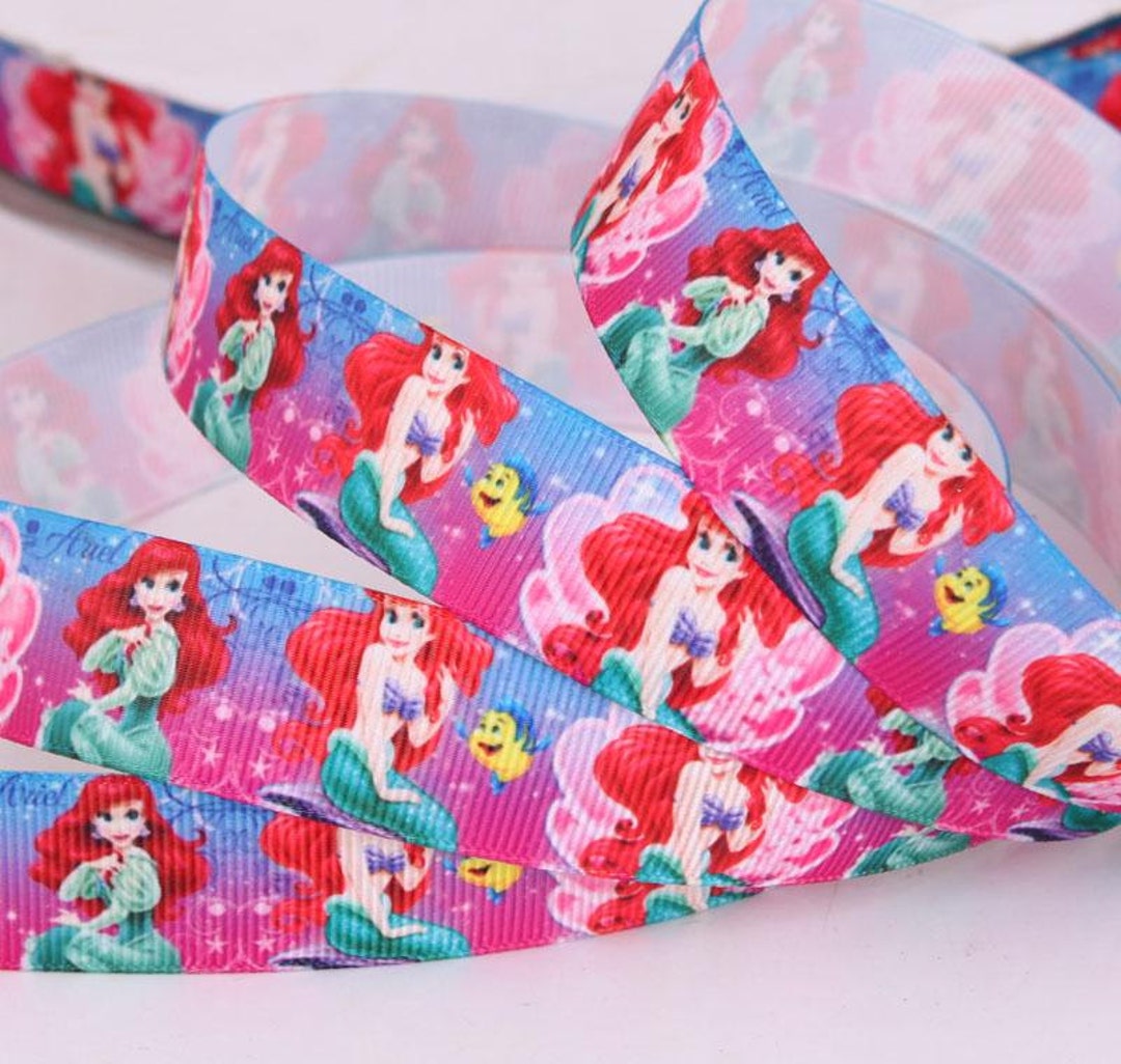 Disney Mermaid Princess Ariel Printed Grosgrain Ribbon/disney Princess ...