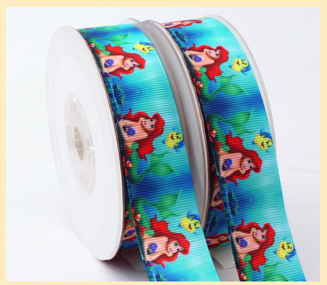 Mermaid Ariel Printed Grosgrain Ribbon 7/8 