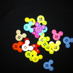 Mickey Mouse Plastic Novelty  Buttons/ Disney Four holes Buttons /DIY Kids Sewing Craft supplies/Party Supplies/Cupcake Toppers/Doll making
