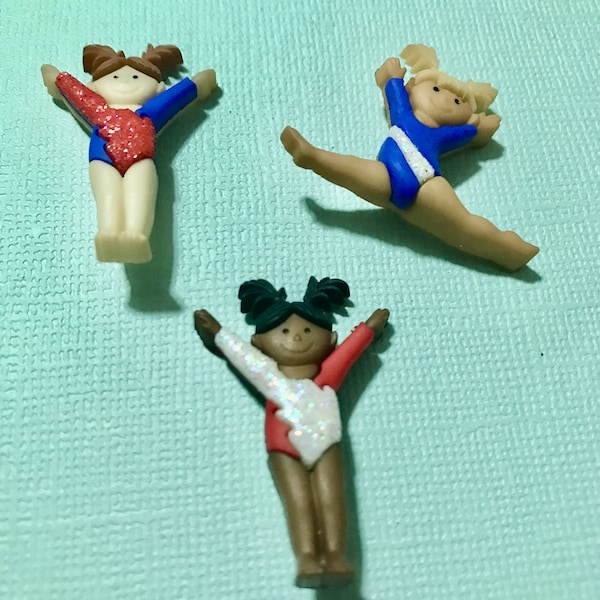Gymnast Plastic Novelty Buttons/DIY Sewing supplies/Party Supplies/Kids craft supplies/olympic team/cupcake toppers/party favors/cake deco